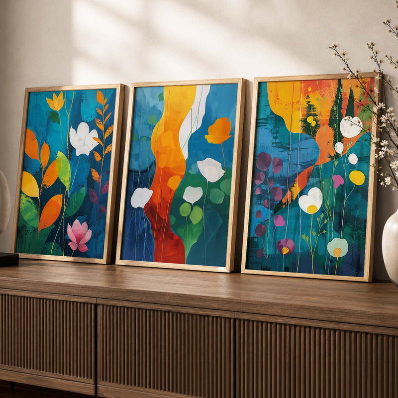Floral  Wall  Art  Paintings for Living Room - Wall Poster With frames