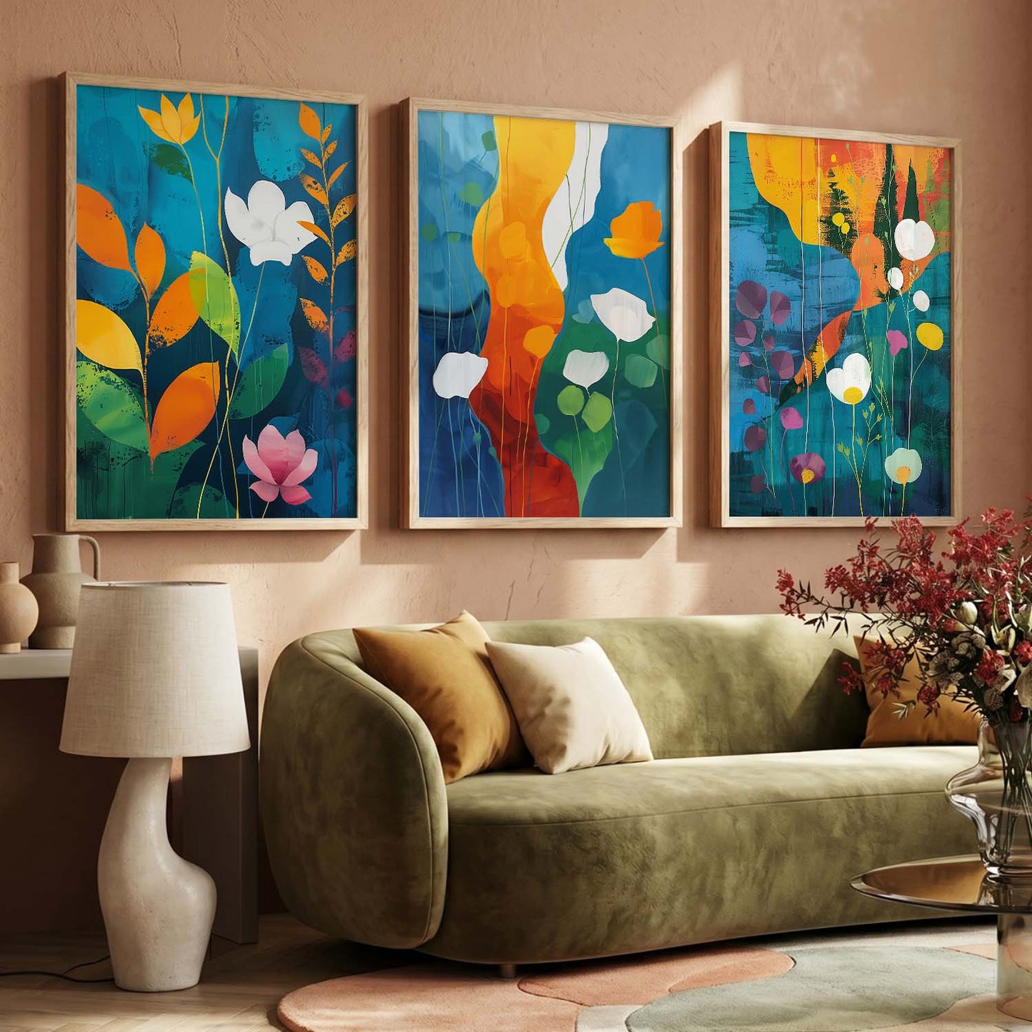 Floral  Wall  Art  Paintings for Living Room - Wall Poster With frames