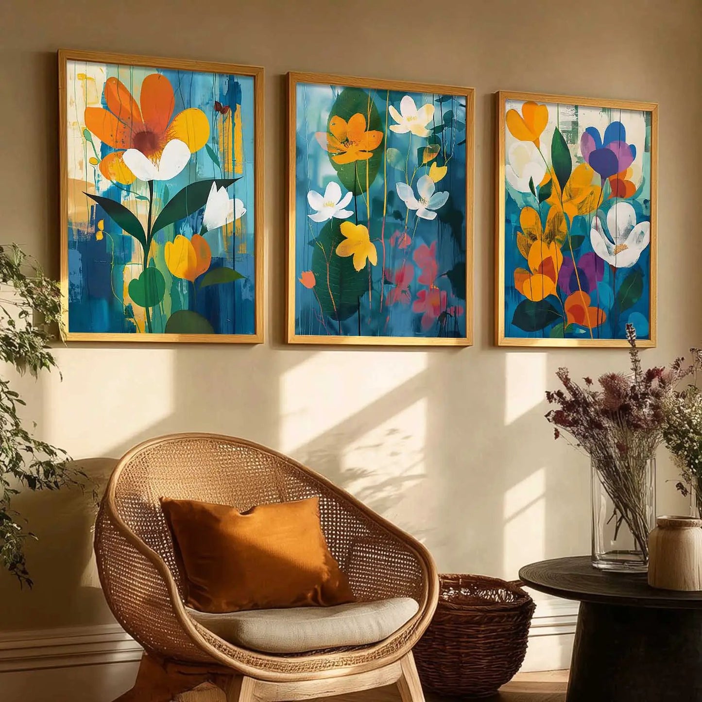 Floral   Wall  Art  Paintings for Living Room - Wall Poster With frames