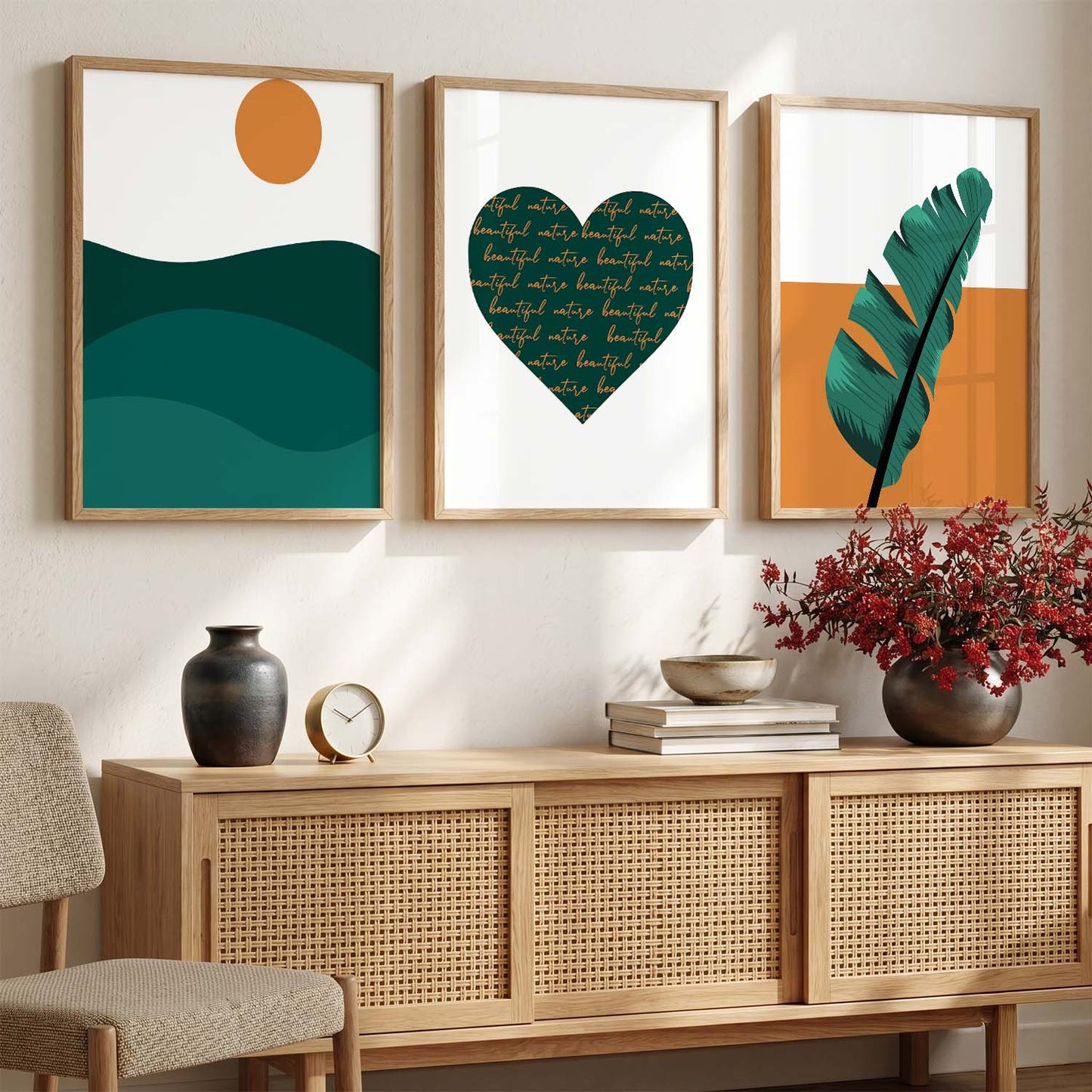 Modern Nature Inspired Art Framed Wall Posters with Frame