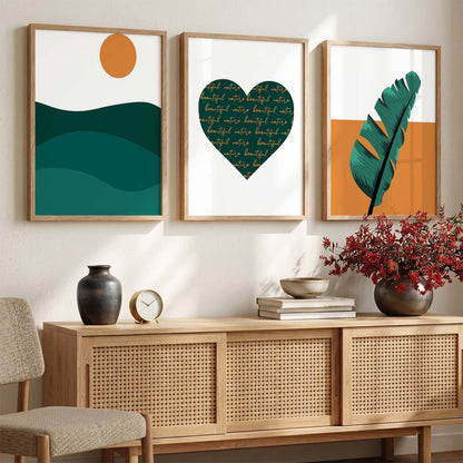 Modern Nature Inspired Art Framed Wall Posters with Frame