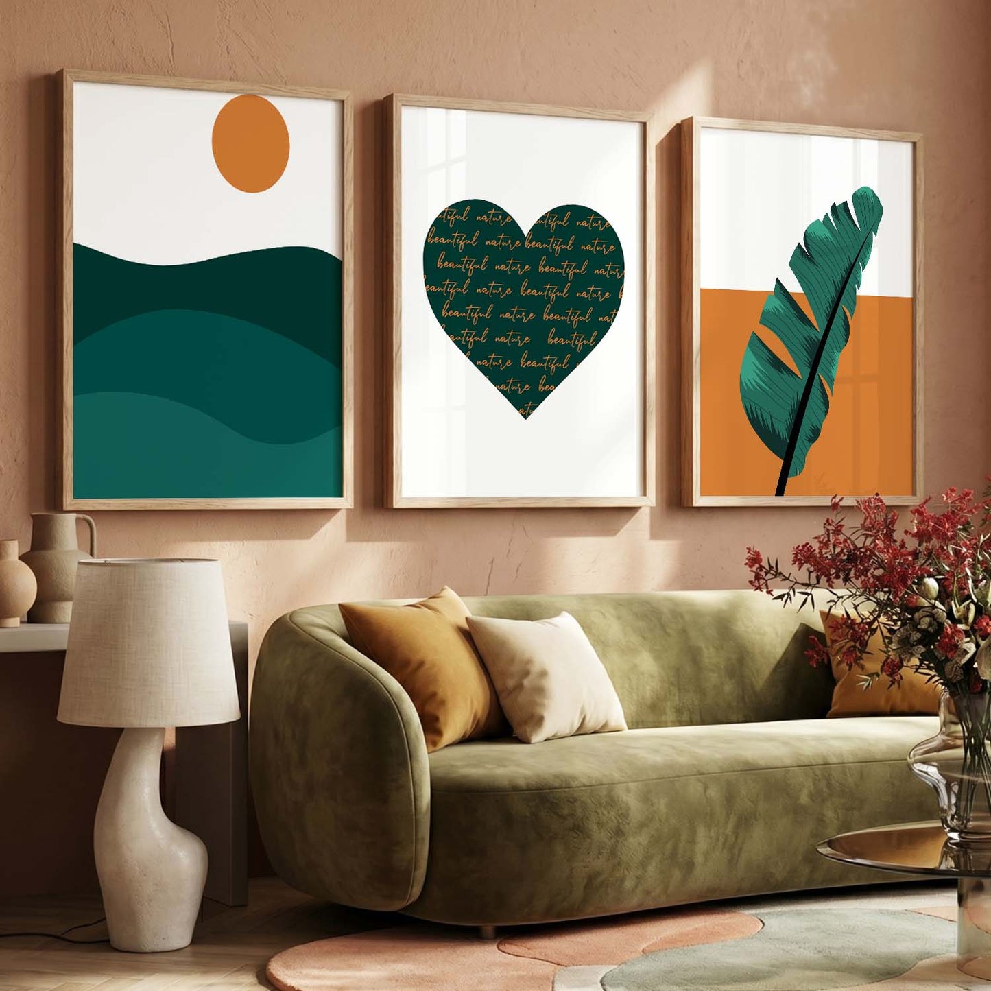 Modern Nature Inspired Art Framed Wall Posters with Frame