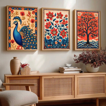 Madhubani  Wall  Art Paintings for Living Room - Wall Poster With frames