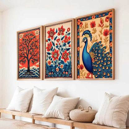 Madhubani  Wall  Art Paintings for Living Room - Wall Poster With frames