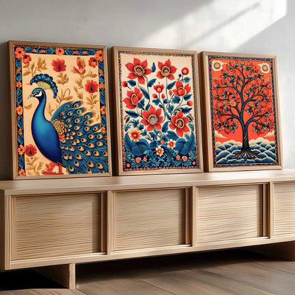 Madhubani  Wall  Art Paintings for Living Room - Wall Poster With frames
