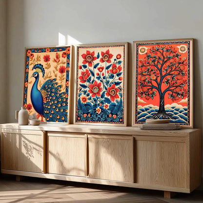 Madhubani  Wall  Art Paintings for Living Room - Wall Poster With frames