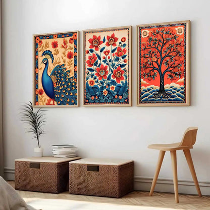 Madhubani  Wall  Art Paintings for Living Room - Wall Poster With frames