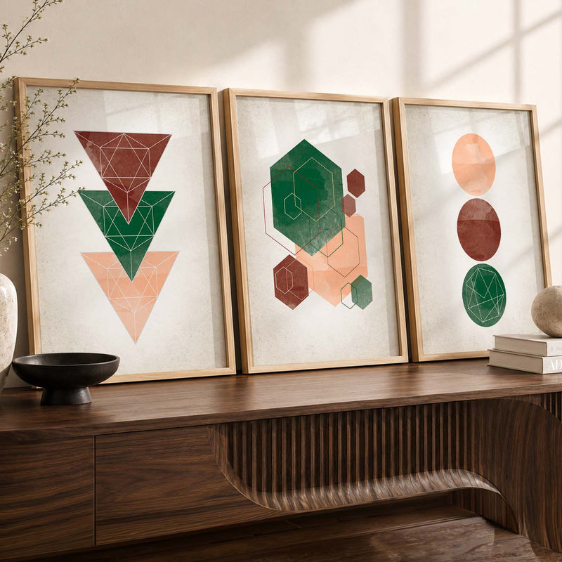 Aesthetic Wall Decor Framed Prints for Living Room Office Home Decor : Geometric Art