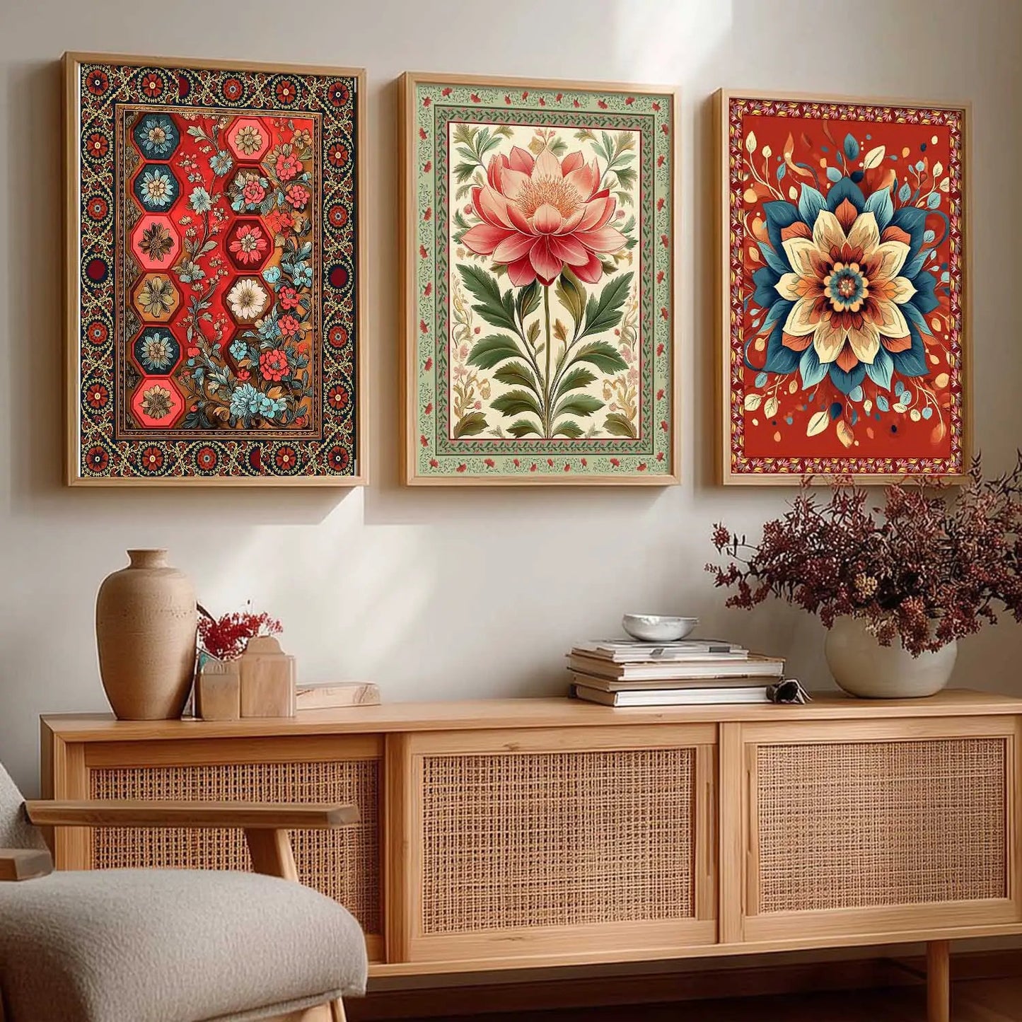 Floral  Wall Art  Paintings for Living Room - Wall Poster With frames