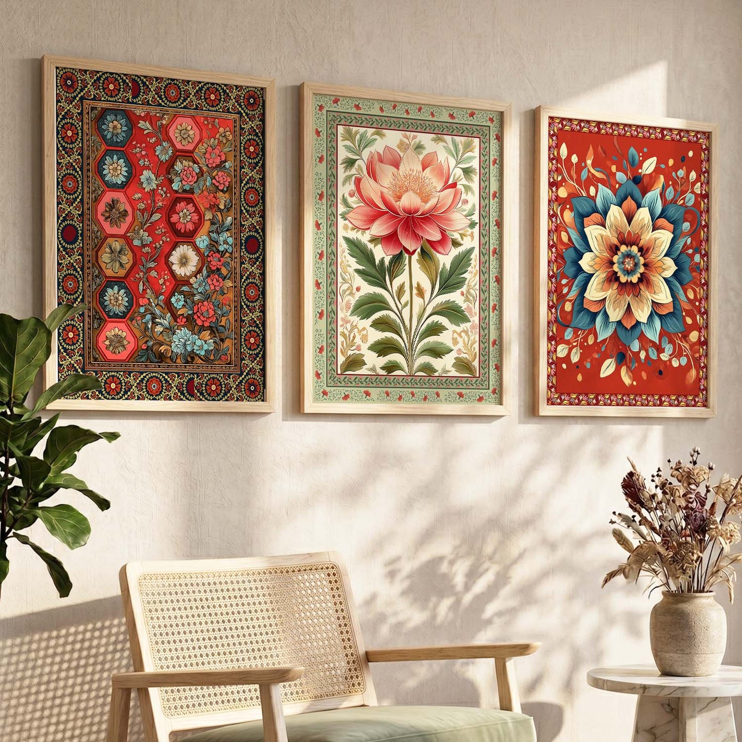 Floral  Wall Art  Paintings for Living Room - Wall Poster With frames