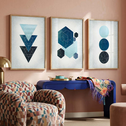 Framed Wall Posters / Prints for Bedroom with Frame : Geometric Art