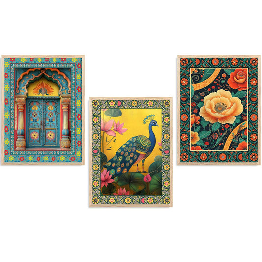 Madhubani   Wall  Art  Paintings for Living Room - Wall Poster With frames