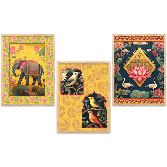 Madhubani Wall  Art Paintings for Living Room - Wall Poster With frames