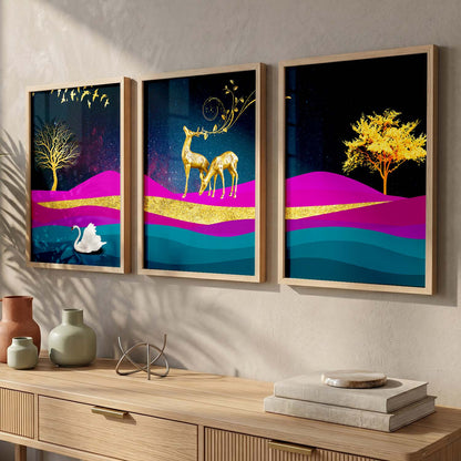 Deer in Forest Modern Art Collection - Timeless Pieces for Your Home or Office