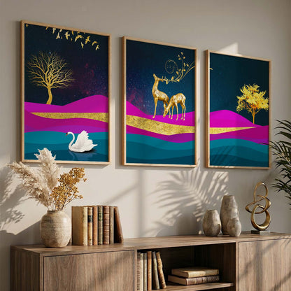 Deer in Forest Modern Art Collection - Timeless Pieces for Your Home or Office
