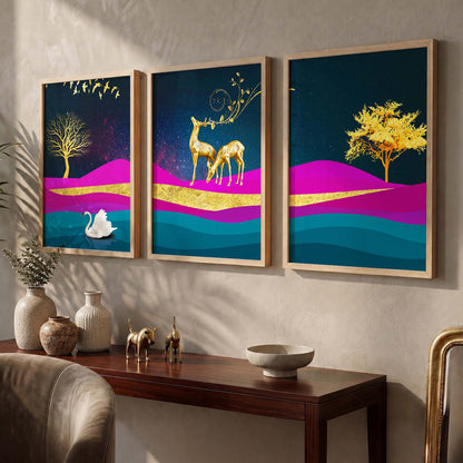 Deer in Forest Modern Art Collection - Timeless Pieces for Your Home or Office