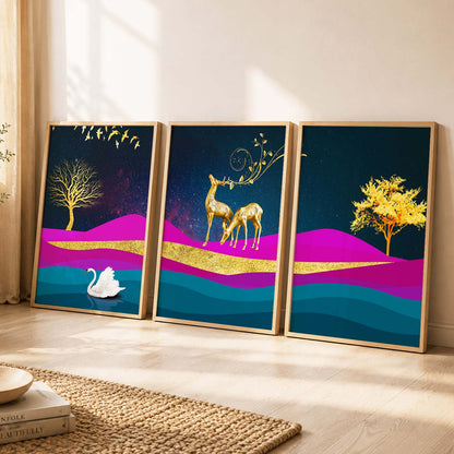 Deer in Forest Modern Art Collection - Timeless Pieces for Your Home or Office