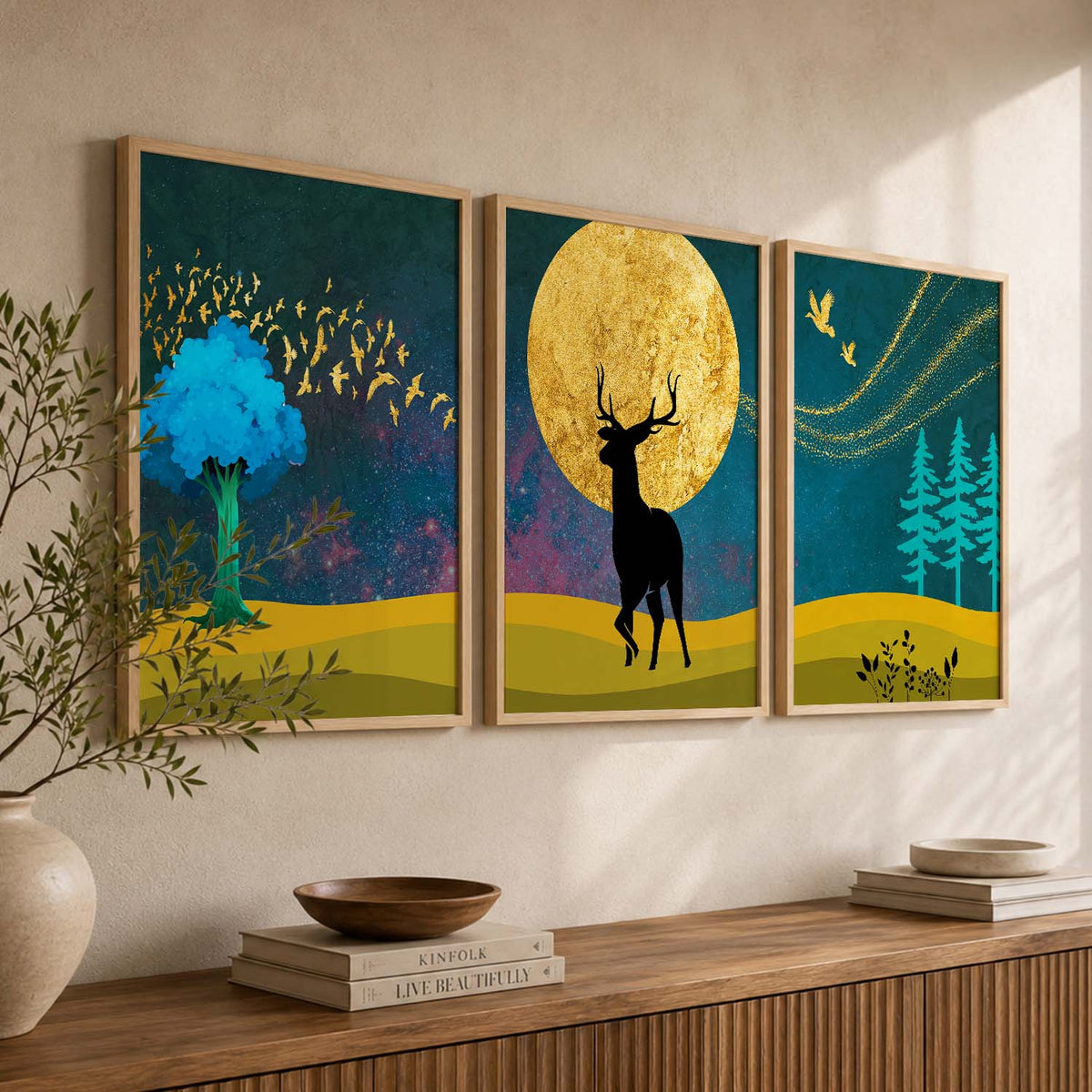 Deer in Forest Modern Art Collection - Timeless Pieces for Your Home or Office