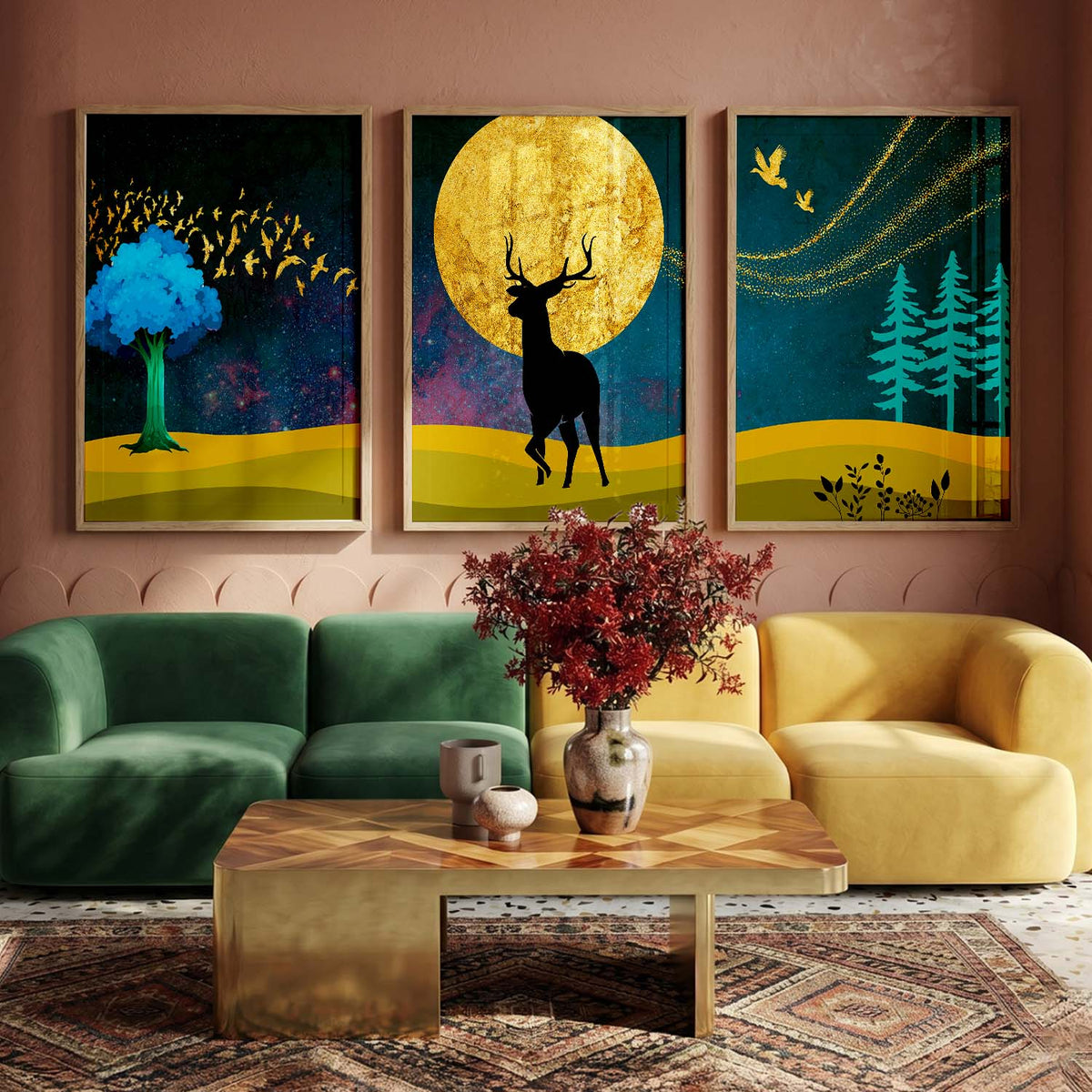 Deer in Forest Modern Art Collection - Timeless Pieces for Your Home or Office