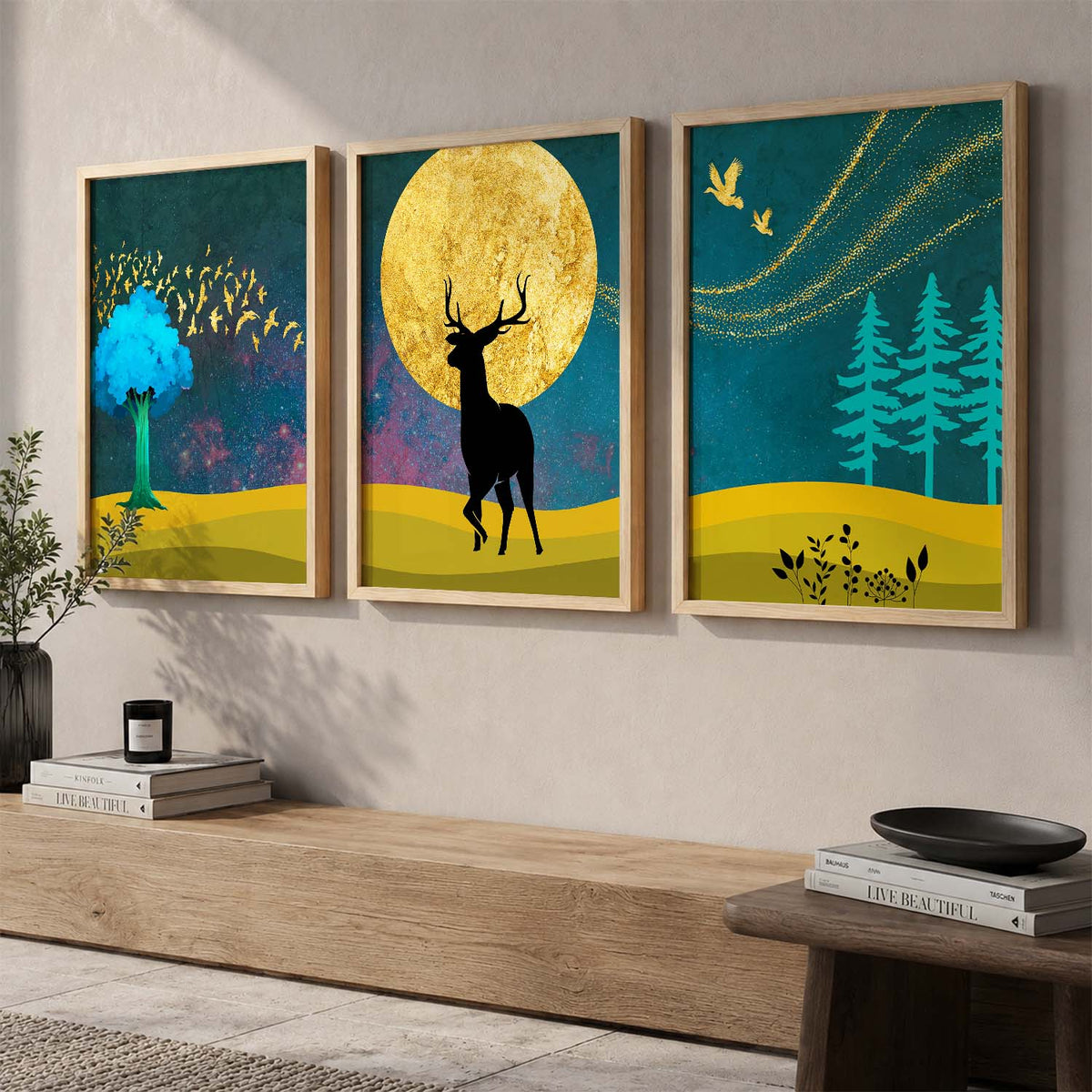 Deer in Forest Modern Art Collection - Timeless Pieces for Your Home or Office