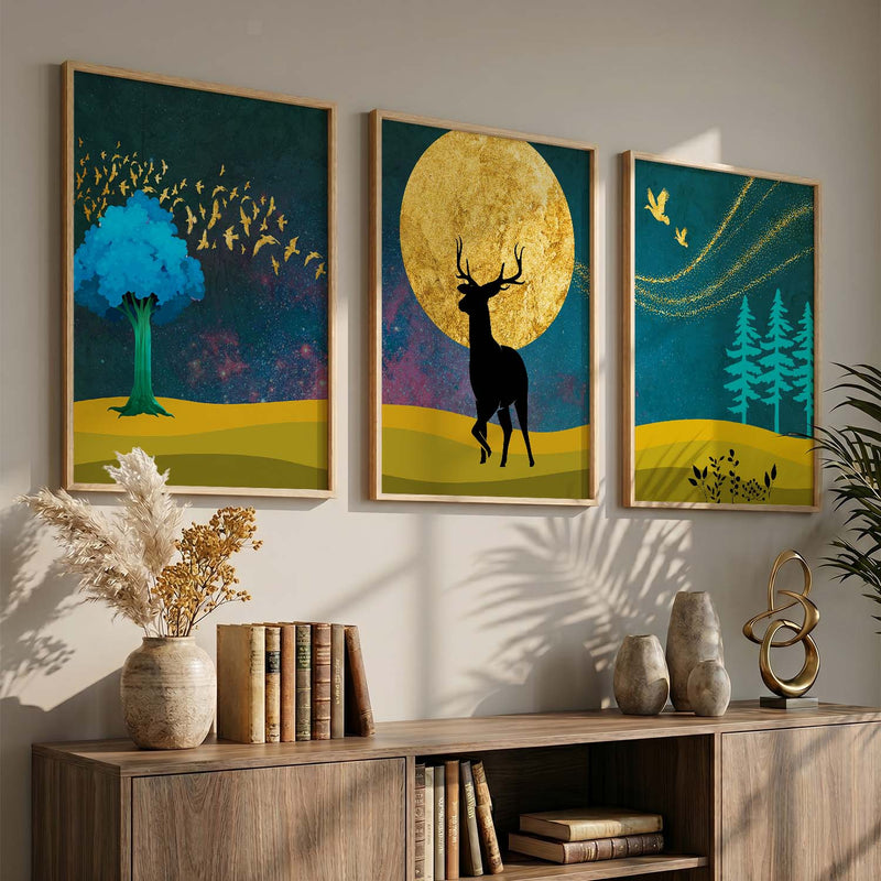 Deer in Forest Modern Art Collection - Timeless Pieces for Your Home or Office