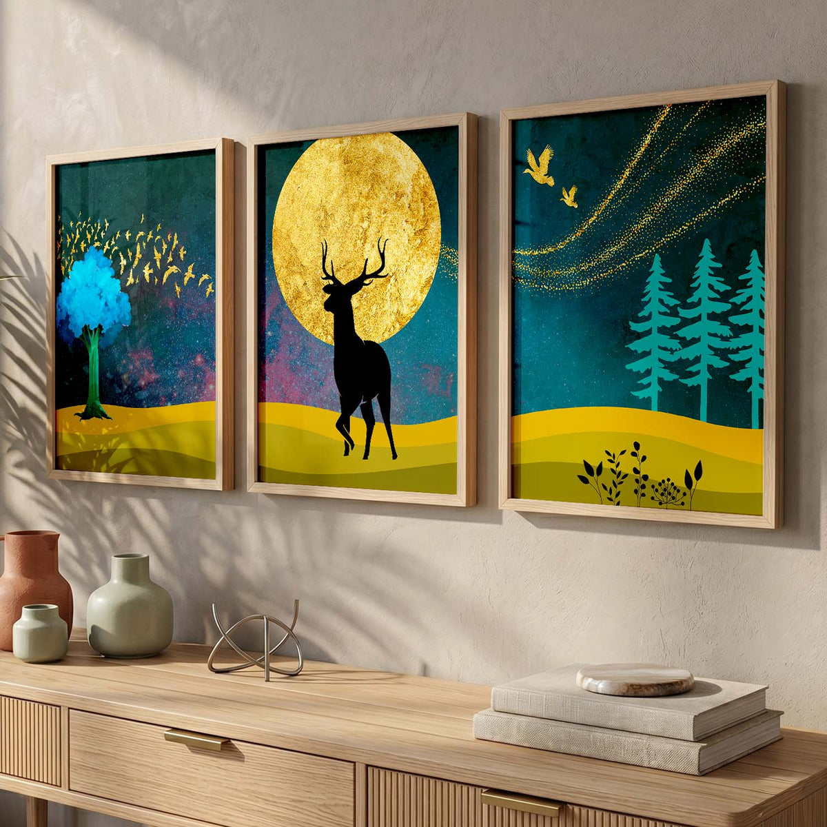 Deer in Forest Modern Art Collection - Timeless Pieces for Your Home or Office