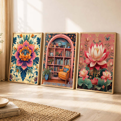 Floral  Wall  Art  Paintings for Living Room - Wall Poster With frames