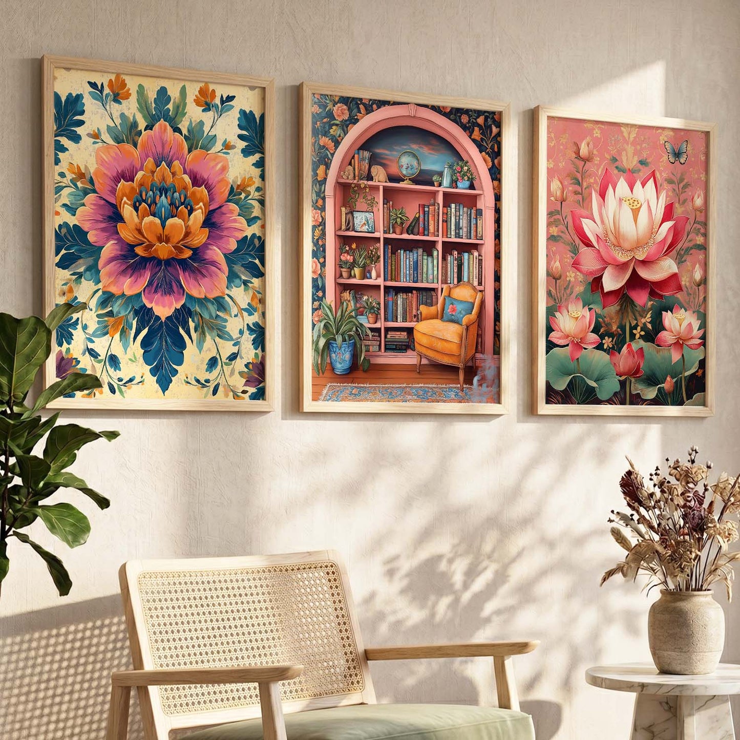 Floral  Wall  Art  Paintings for Living Room - Wall Poster With frames
