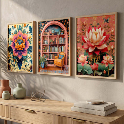 Floral  Wall  Art  Paintings for Living Room - Wall Poster With frames