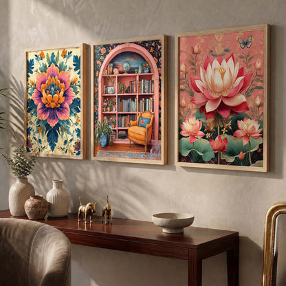 Floral  Wall  Art  Paintings for Living Room - Wall Poster With frames