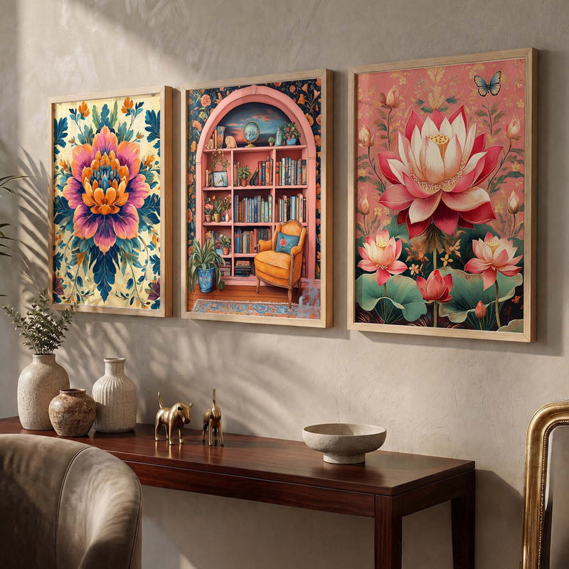 Floral  Wall  Art  Paintings for Living Room - Wall Poster With frames