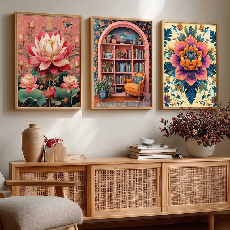 Floral  Wall  Art  Paintings for Living Room - Wall Poster With frames