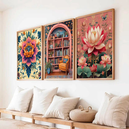 Floral  Wall  Art  Paintings for Living Room - Wall Poster With frames