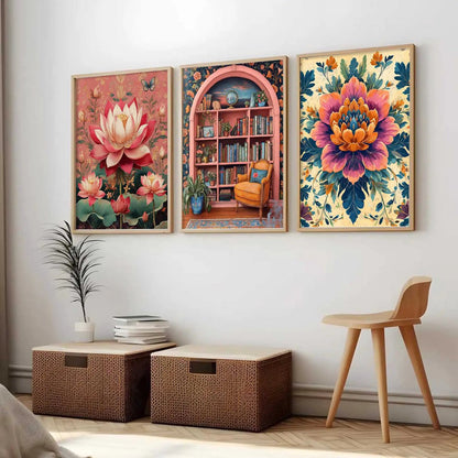 Floral  Wall  Art  Paintings for Living Room - Wall Poster With frames