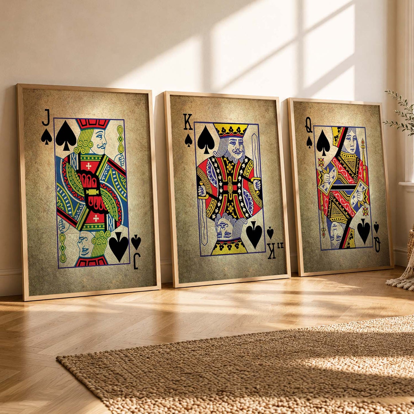 Poker Cards Vintage Theme Art Framed Wall Posters / Prints for Bedroom with Frame