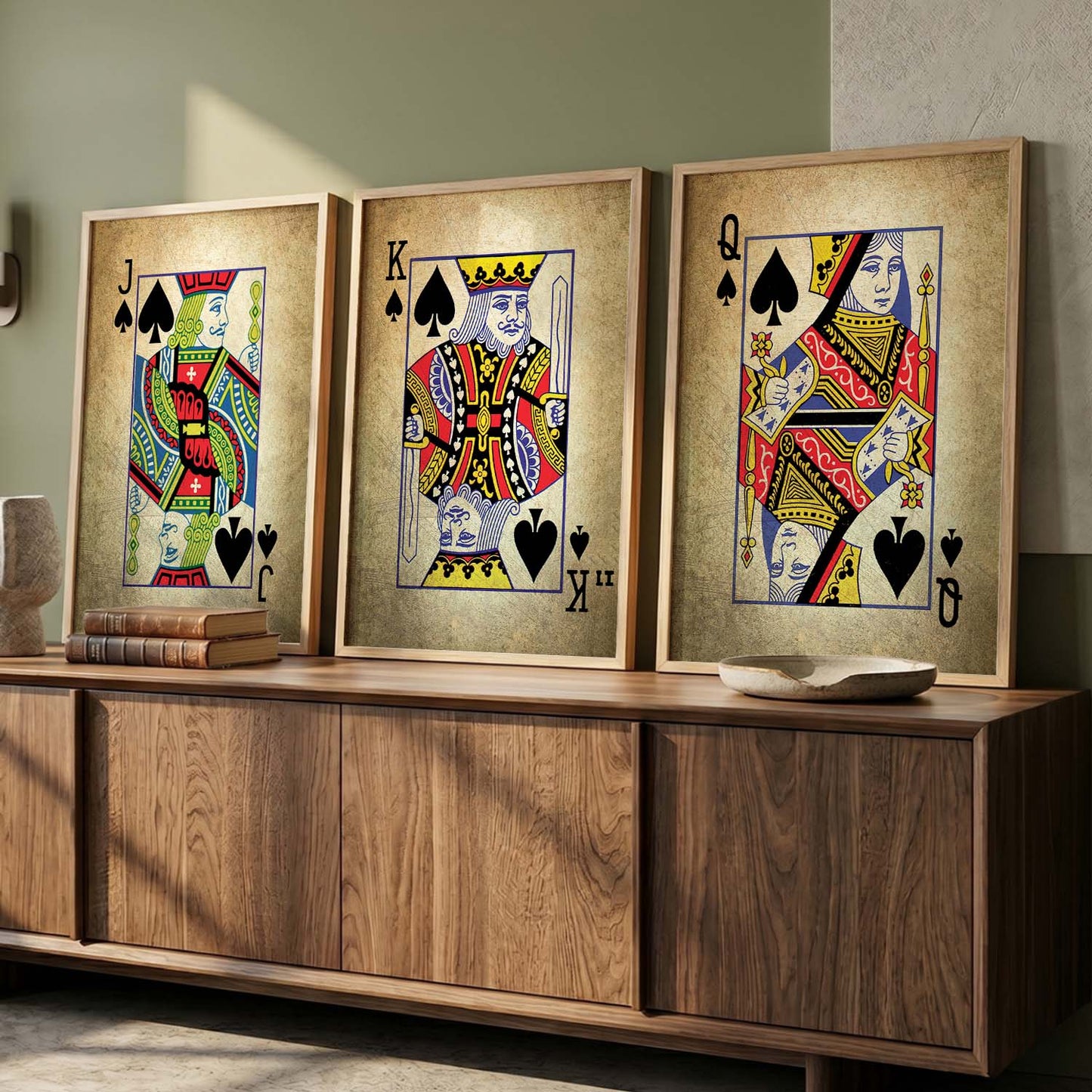 Poker Cards Vintage Theme Art Framed Wall Posters / Prints for Bedroom with Frame