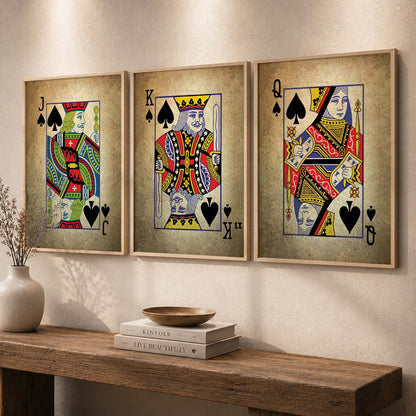 Poker Cards Vintage Theme Art Framed Wall Posters / Prints for Bedroom with Frame