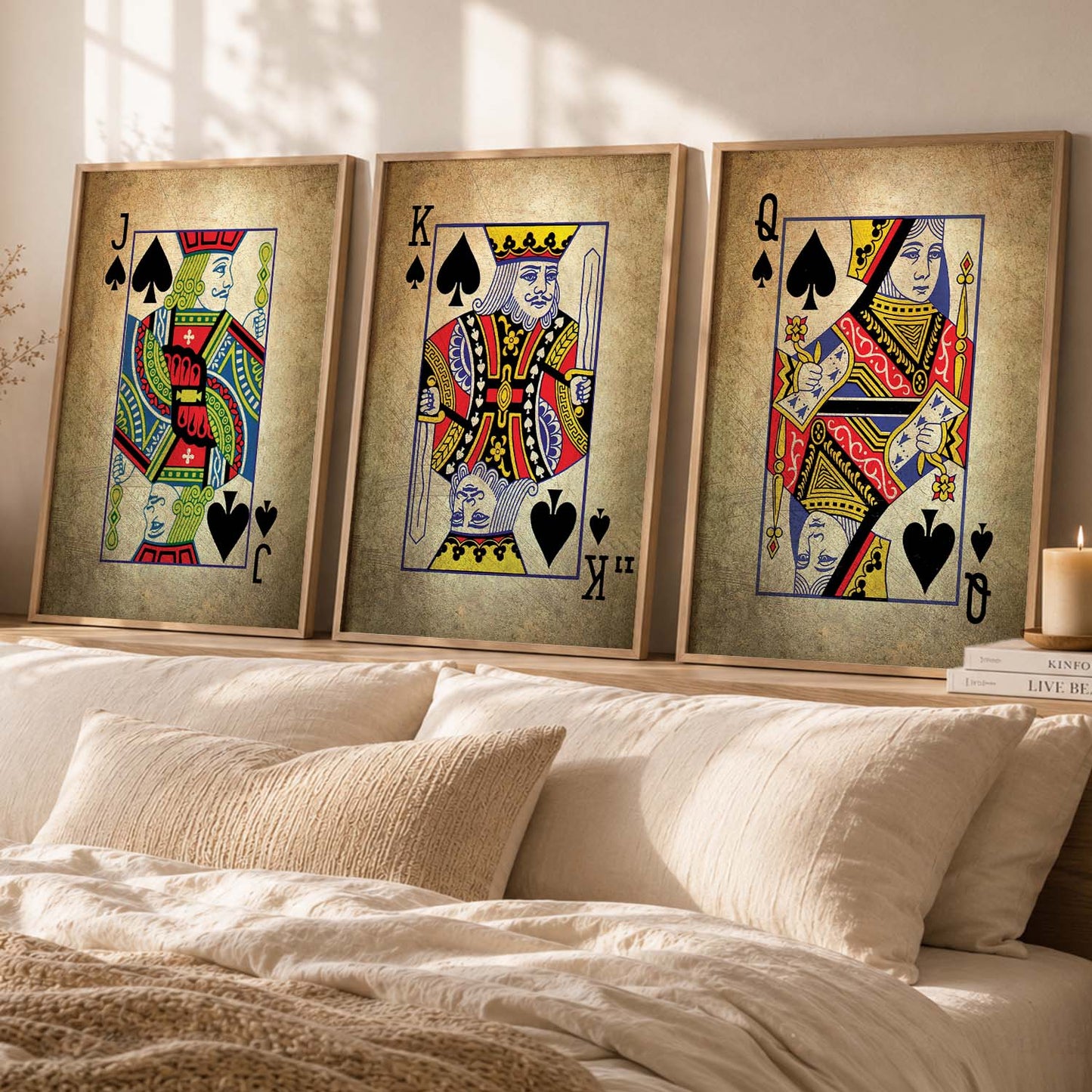Poker Cards Vintage Theme Art Framed Wall Posters / Prints for Bedroom with Frame