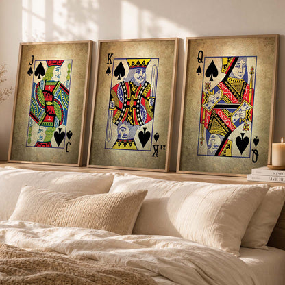 Poker Cards Vintage Theme Art Framed Wall Posters / Prints for Bedroom with Frame