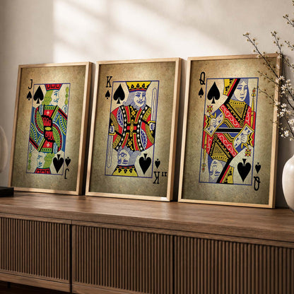 Poker Cards Vintage Theme Art Framed Wall Posters / Prints for Bedroom with Frame
