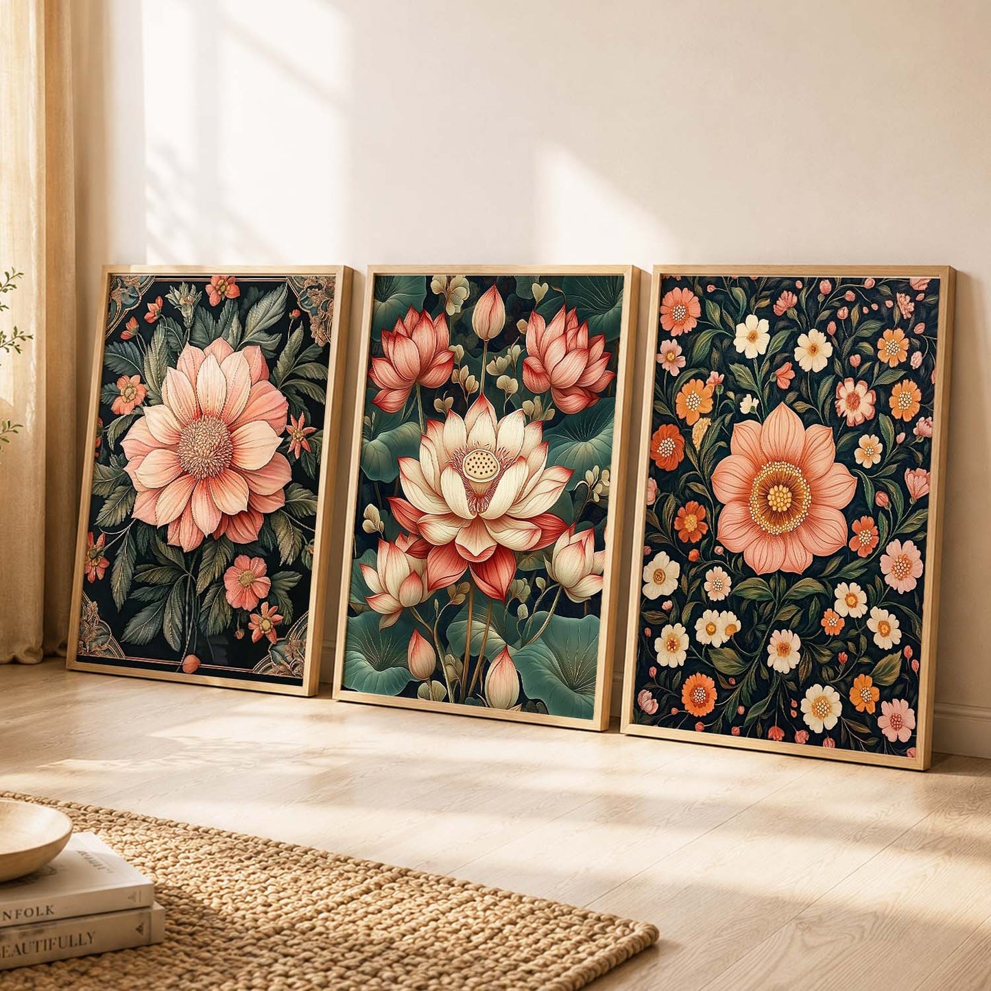 Floral  Wall Art  Paintings for Living Room - Wall Poster With frames