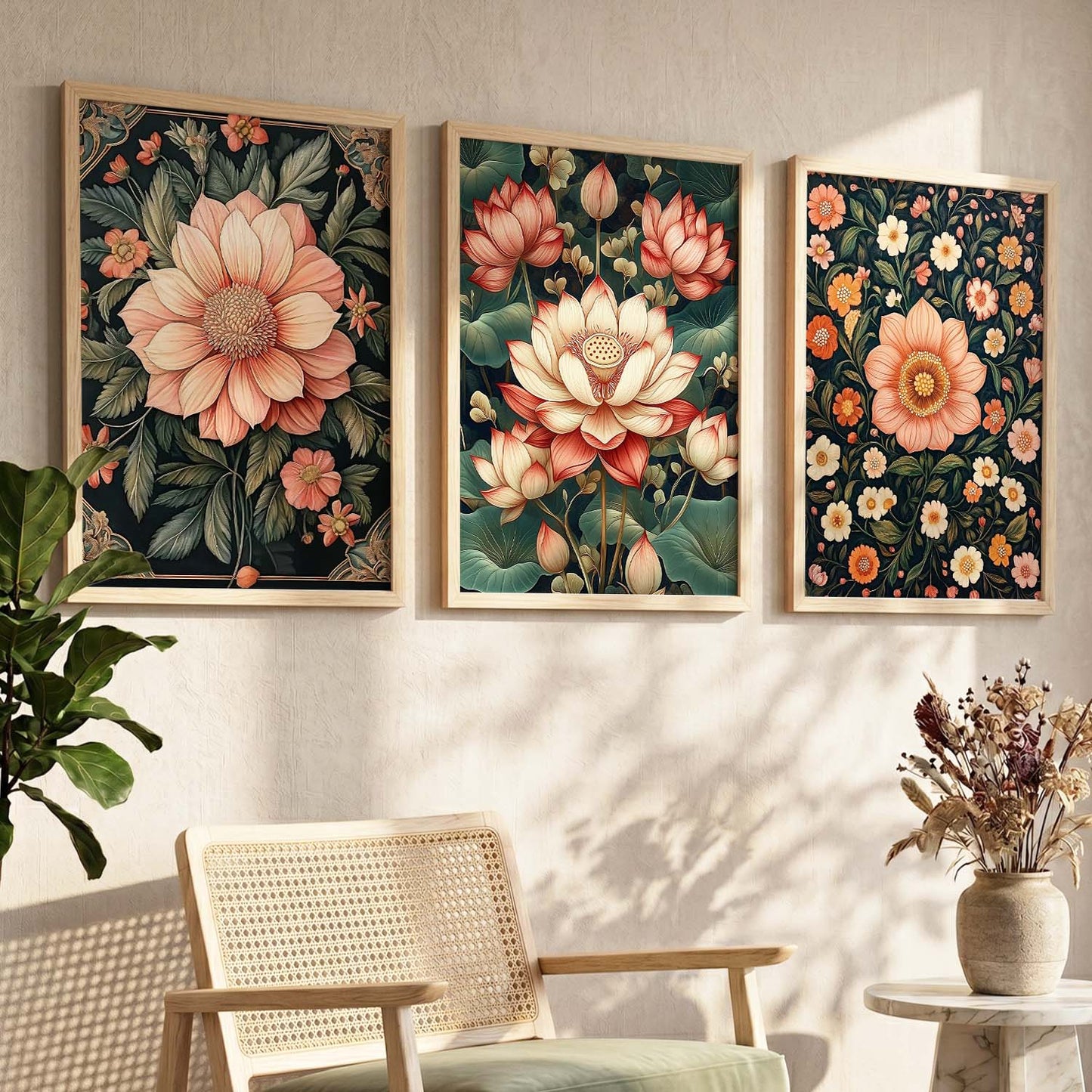 Floral  Wall Art  Paintings for Living Room - Wall Poster With frames