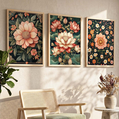 Floral  Wall Art  Paintings for Living Room - Wall Poster With frames