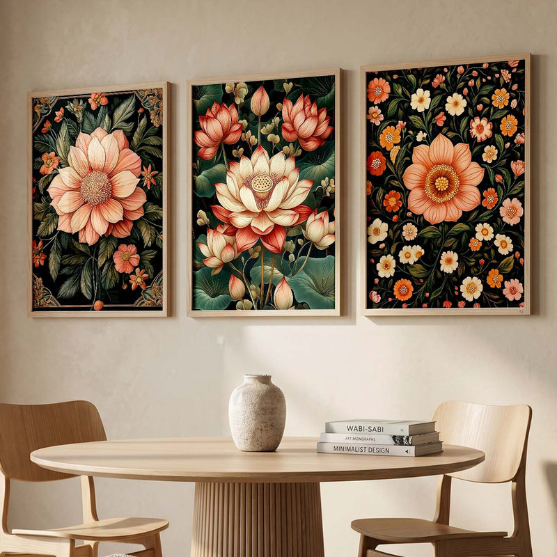 Floral  Wall Art  Paintings for Living Room - Wall Poster With frames