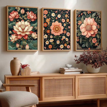 Floral  Wall Art  Paintings for Living Room - Wall Poster With frames