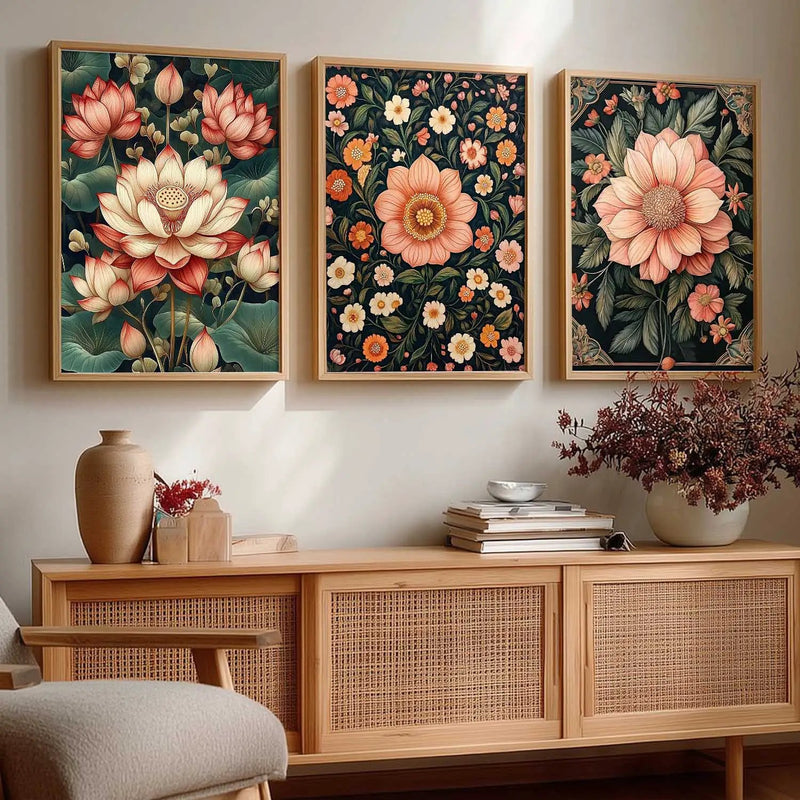 Floral  Wall Art  Paintings for Living Room - Wall Poster With frames