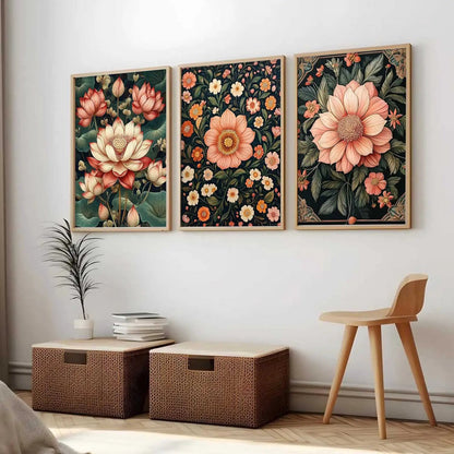 Floral  Wall Art  Paintings for Living Room - Wall Poster With frames