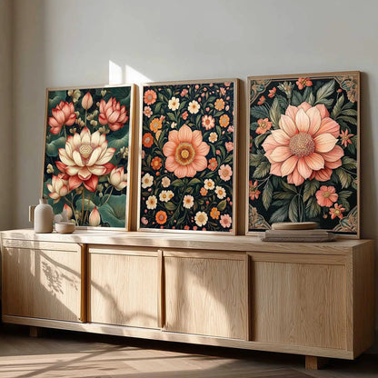 Floral  Wall Art  Paintings for Living Room - Wall Poster With frames