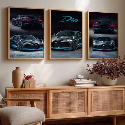 Big Bugatti Car Wall Art Paintings for Living Room Bedroom