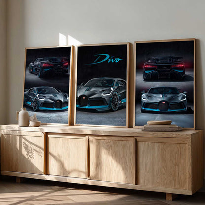 Big Bugatti Car Wall Art Paintings for Living Room Bedroom
